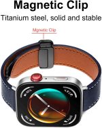⁦Newentor Strap Compatible with Huawei Watch Fit 4 Pro/4/3 2024, Magnetic D-Buckle Breathable Genuine Leather Watch Strap, Soft Replacement Bracelet Compatible with Huawei Watch Fit 4 Pro/4/3 Band⁩ - الصورة ⁦3⁩