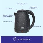 ⁦غلاية كهربائية 1.8 لتر من الفولاذ المقاوم للصدأ بقدرة 1500 واط سريعة الغليان مع إغلاق تلقائي وحماية من الغليان حتى الجفاف ومقبض مريح وهيكل مزدوج الطبقات وفتحة واسعة وفوهة صب من لينكس - موديل KT-2104⁩ - الصورة ⁦5⁩
