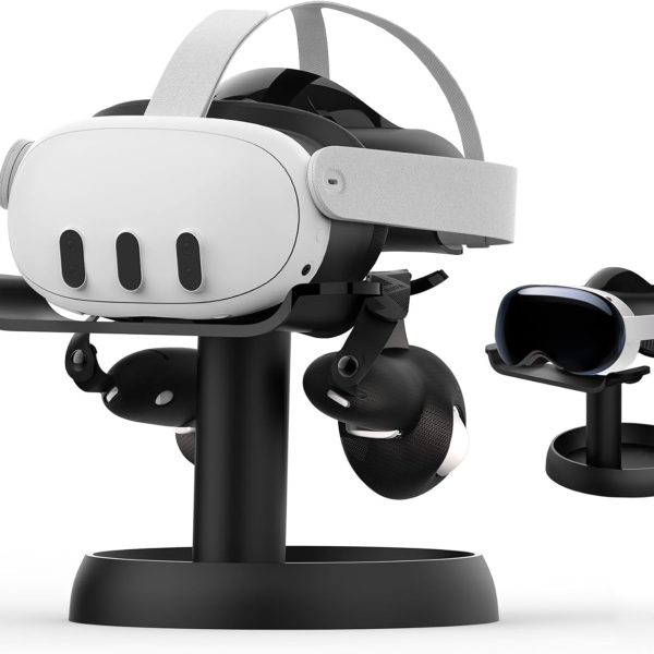 حامل في ار متوافق مع ميتا كويست 3/اوكيولوس كويست 2/بيكو 4/فيجن برو - قاعدة عرض رأسي لسماعات الرأس العالمية، دعامة ثابتة مع قاعدة تخزين دائرية، من نالاكال، بلاستيك