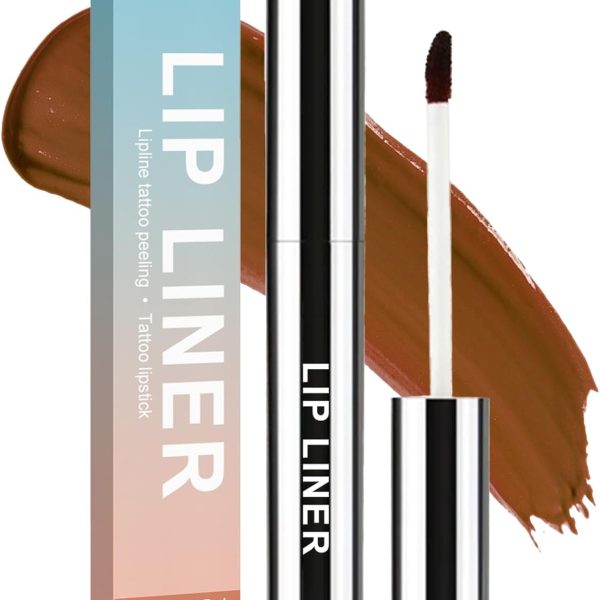 AmiCera Lip Stain Peel Off, Brown Lip Liner, Lip Tattoo Peel Off Long Lasting Waterproof Lip Tint, Natural Matte Highly Pigmented Transfer Proof Lipstick Lipstain, Light Brown
