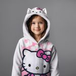 ⁦Hello Kitty Kids Onesie Pajamas - Girls Long Sleeve Zip Up Hooded Blanket Sleeper - One Piece Costume - Official License⁩ - الصورة ⁦5⁩