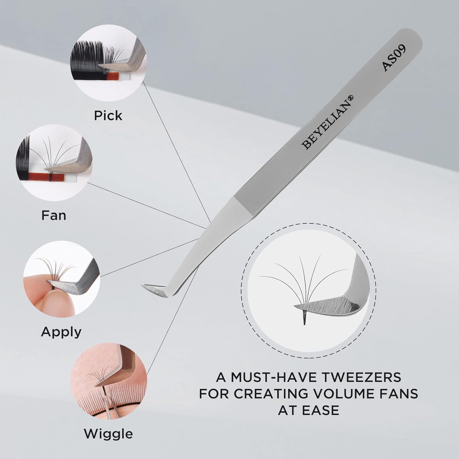 61N9Knp29cL._AC_SL1500_.jpg BEYELIAN Volume Queen Curved Eyelash Extension Tweezers for 3D-6D Volume Lash Application Stainless Steel Precision Tweezers (#AS09) - الصورة 4