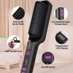 فرشاة فرد الشعر من اي سي في في، مشط فرد الشعر الأيوني للنساء، مجموعة تسخين ودرجة حرارة سريعة لمدة 20 ثانية (80-230 درجة مئوية)، شاشة LED/مضادة للحروق، تصفيف الشعر في الصالون في المنزل - الصورة 7