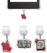 [3 عبوات] قابس غبار تي تيرسيلي لجهاز كيندل بيبر وايت الجيل 12/11/كوبو/الكتاب الاليكتروني/الجوال، ملحقات قابس غبار لطيفة USB C، ديكور لمنافذ الشحن من النوع C (بوك-1)