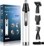 SYOSI Ear and Nose Hair Trimmer for Men,Professional USB Rechargeable Nostril Nasal Hair Vacuum Cleaning System,4 in 1 Lightweight Waterproof Hair and Beard Clippers for Women (White)