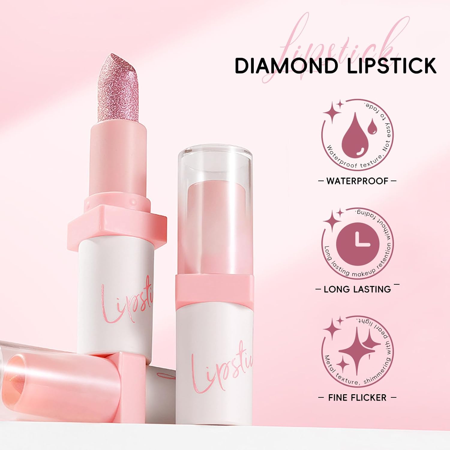 61PSakZVkGL._AC_SL1500_.jpg Metallic Lipstick Long Lasting, High Shine Glitter Diamond Creamy Lipstick Transfer Proof, Shimmer High Impact Lip Color Full Coverage Non Stick Cup Lightweight Lip Makeup for Women - الصورة 6
