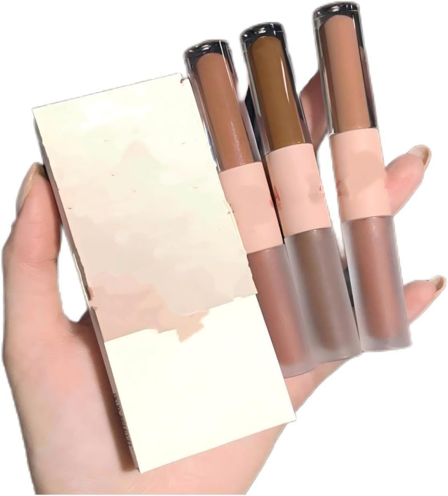 مجموعة ملمع شفاه وموس شفاه مزدوجة الاطراف - 6 الوان، ملمع شفاه مرطب يدوم طويلا مع لمعان عاكس، مجموعة احمر شفاه وملمع 2 في 1