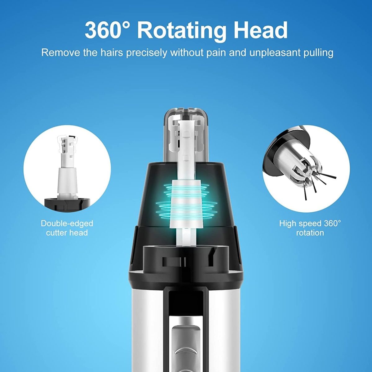 ⁦SYOSI Ear and Nose Hair Trimmer for Men,Professional USB Rechargeable Nostril Nasal Hair Vacuum Cleaning System,4 in 1 Lightweight Waterproof Hair and Beard Clippers for Women (White)⁩ - الصورة ⁦3⁩
