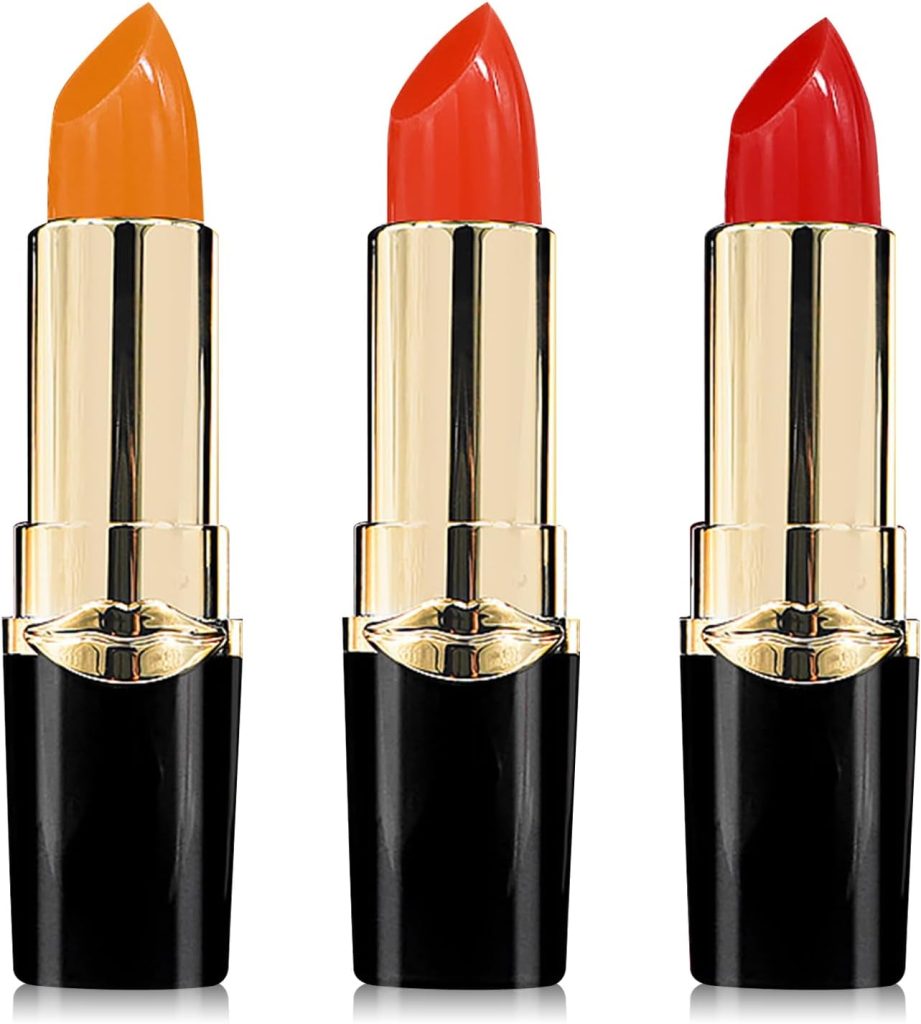 3Pcs Temperature Color Change Lipstick, Long Lasting Nourishing Moisturizing Lipgloss, Magic Temperature Color Changing Lipstick, Lip Gloss, Waterproof Matte Lip Balm Makeup