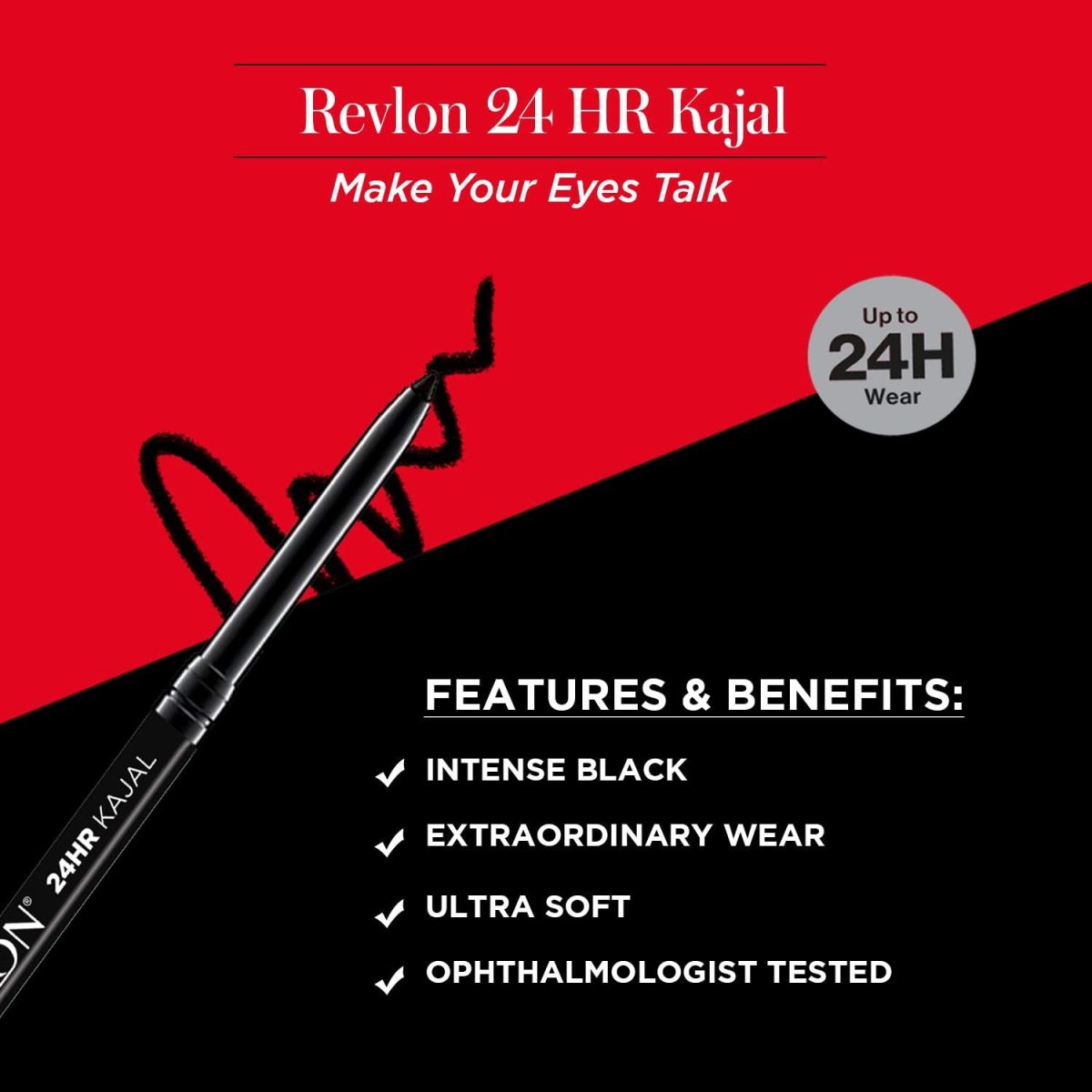 ⁦Revlon Revlon 24 Hr Kajal - Intense Black, Intense Black, 11.56 g⁩ - الصورة ⁦3⁩