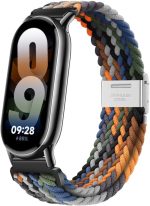 سوار ساعة بديل رياضي مرن من النايلون قابل للتعديل وناعم وجيد التهوية بتصميم حلقي فردي مضفر متوافق مع ساعة شاومي مي باند 8