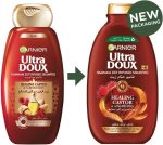 ⁦Garnier Ultra Doux Castor & Almond Oils Strengthening Shampoo, 600 Ml⁩ - الصورة ⁦2⁩