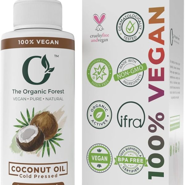 زيت شعر للشعر الجاف، زيت جوز الهند النقي والمعصور على البارد، يغذي ويقلل التجعد ويضيف لمعاناً طبيعياً