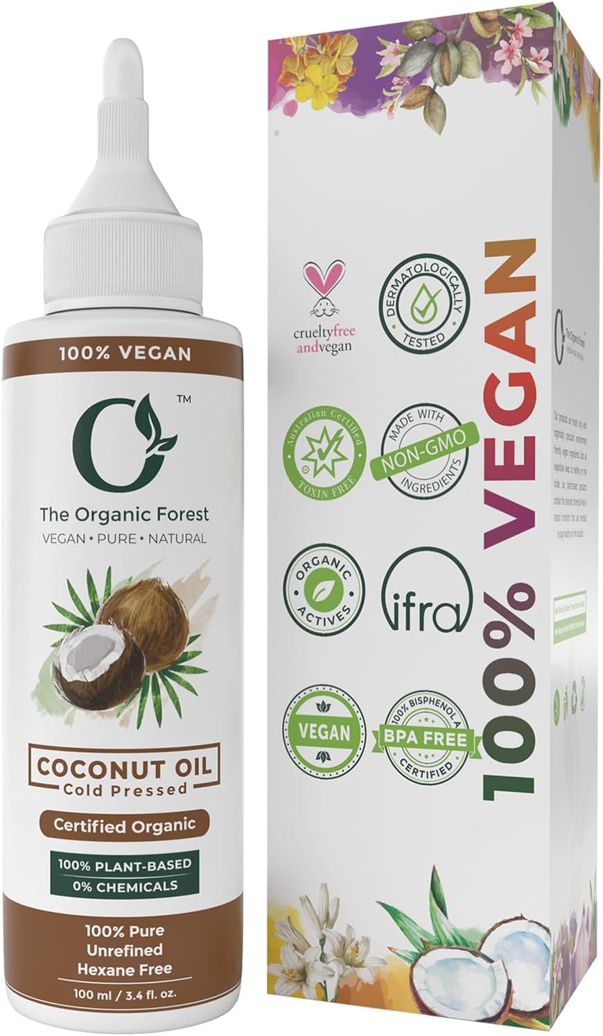 61SOn3-WbEL._AC_SL1500_.jpg زيت شعر للشعر الجاف، زيت جوز الهند النقي والمعصور على البارد، يغذي ويقلل التجعد ويضيف لمعاناً طبيعياً