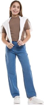 R&B Girls 125-0233Tg344-4 Solid Straight Fit Jeans With Button Closure