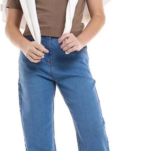 R&B Girls 125-0233Tg344-4 Solid Straight Fit Jeans With Button Closure
