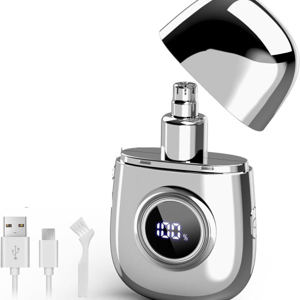 Nose Hair Trimmer, Electric Nose & Ear Hair Trimmer, Battery Indicator&Lock Button, Rechargeable Mini Nose Trimmer, Dual Edge Blades