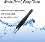 ⁦ماكينة تشذيب شعر الانف اليدوية - شفرات دقيقة من الستانلس ستيل، قطاعة انف على شكل ملاقط مع حافظة جلدية للرجال والنساء، مثالية لتصفيف الانف والاذن والحواجب والوجه (اسود)⁩ - الصورة ⁦4⁩