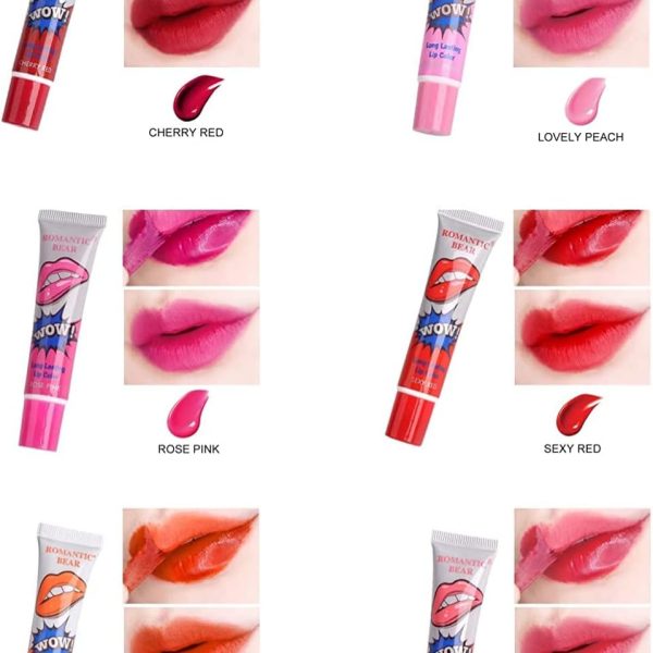 JANGOU 6 Colors Tattoo Magic Color Lip Peel Off, Long Lasting Lip Stain for Womens Girls, Matte Non-Stick Cup Does Not Fade Lip Gloss Matte Liquid Lipstick, Lip Plumper Gloss