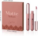 مجموعة احمر شفاه سائل مات نود من 6 قطع، ظلال تدوم طويلا ومصبوغة، مجموعة هدايا ملمع شفاه للبنات والنساء - الصورة 7