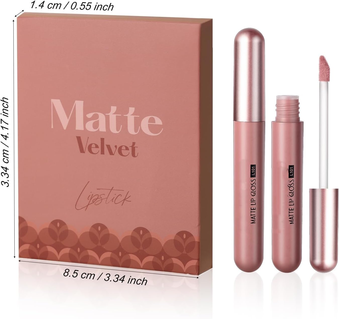 61V2eXEZfAL._AC_SL1500_.jpg مجموعة احمر شفاه سائل مات نود من 6 قطع، ظلال تدوم طويلا ومصبوغة، مجموعة هدايا ملمع شفاه للبنات والنساء - الصورة 7