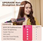 فرشاة فرد الشعر من اي سي في في، مشط فرد الشعر الأيوني للنساء، مجموعة تسخين ودرجة حرارة سريعة لمدة 20 ثانية (80-230 درجة مئوية)، شاشة LED/مضادة للحروق، تصفيف الشعر في الصالون في المنزل - الصورة 3