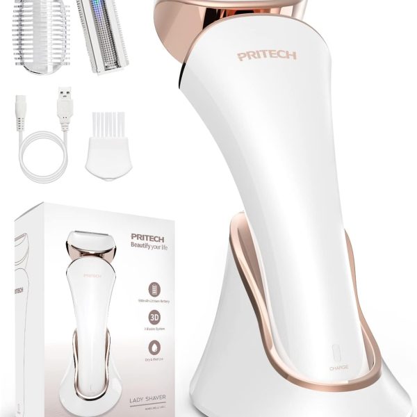 PRITECH Electric Shaver for Women,Ladies Shaver,Lady Razor for Legs,Arm,Underarm,Bikini,USB Rechargeable Razor Wet&Dry Cordless for Woman