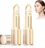 احمر شفاه متغير اللون مقاوم للانتقال من قطعتين، احمر شفاه متغير اللون ذهبي كريستالي، احمر شفاه متغير اللون، مرطب شفاه يدوم طويلا، احمر شفاه شفاف يتغير لونه