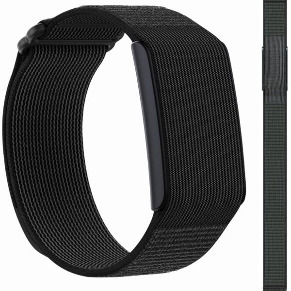 Compatible Nylon Band for Amazfit Helio Strap Fitness Tracker, Replacement Wristband (ly), Breathable, Comfortable & Lightweight band, Nylon Helio Strap (Black)