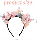 ⁦Boho Flower Headband for Women, Vintage Floral Hair Accessories, Wedding and Party Photo Props, Soft Fabric Elastic Headband, Elegant Retro Style Hairband for Girls and Ladies⁩ - الصورة ⁦5⁩