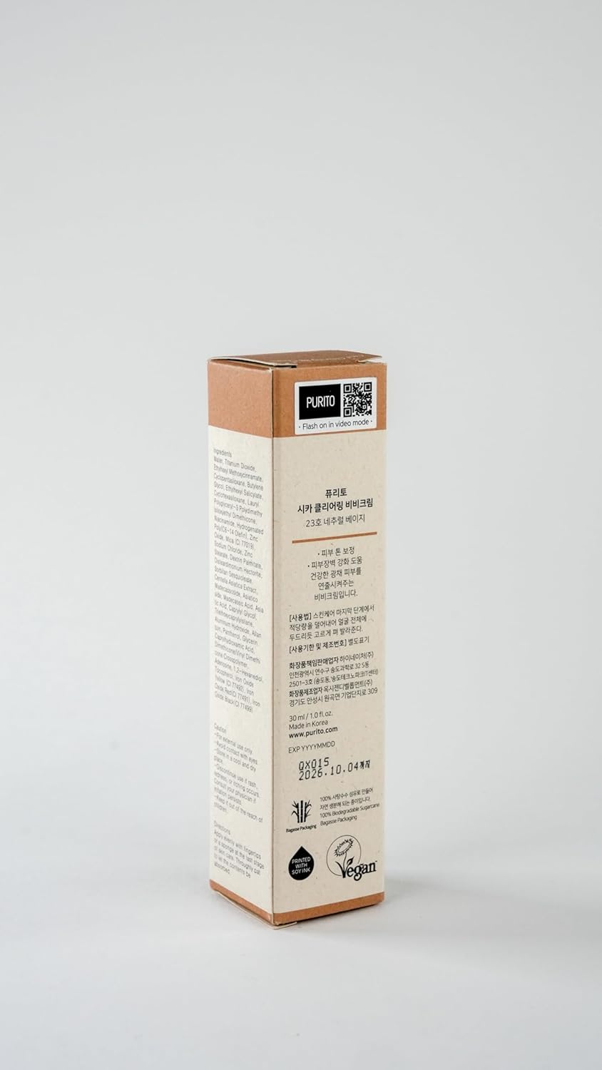 61WEkYXlU-L._AC_SL1500_.jpg PURITO | Cica Clearing BB Cream, Natural Beige #23, 1 fl.oz/30ml, Vegan BB Cream, Foundation, Not Tested on Animals - الصورة 10