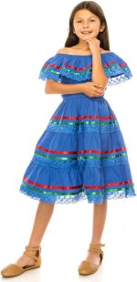 ⁦فستان مكسيكي تقليدي للبنات سينكو دي مايو فييستا من يونيك، مقاس 2-14، قطن⁩ - الصورة ⁦2⁩