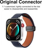 ⁦Newentor Strap Compatible with Huawei Watch Fit 4 Pro/4/3 2024, Magnetic D-Buckle Breathable Genuine Leather Watch Strap, Soft Replacement Bracelet Compatible with Huawei Watch Fit 4 Pro/4/3 Band⁩ - الصورة ⁦4⁩