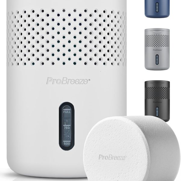Pro Breeze Osmo® Dehumidifier - Silent & Refillable Moisture Absorber for Damp & Condensation at Home, Bedroom, Wardrobe, Car - Bathroom Mould Remover with 700g Refillable Tablet - No Power Required