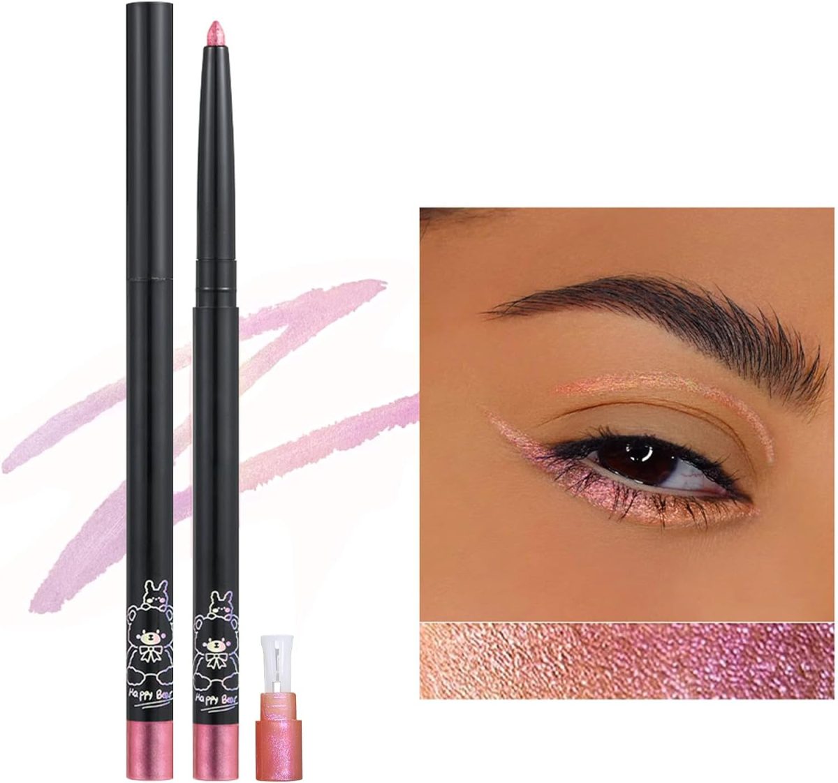 Multichrome Gel Eyeliner Pencil, Glitter Metallic Intense Color Shifting Colorful Eye Liner Eyeshadow Makeup, Long Lasting, Smudge proof, Waterproof, Pink Shifting Gel Liner