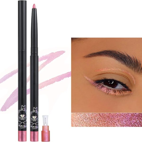 Multichrome Gel Eyeliner Pencil, Glitter Metallic Intense Color Shifting Colorful Eye Liner Eyeshadow Makeup, Long Lasting, Smudge proof, Waterproof, Pink Shifting Gel Liner