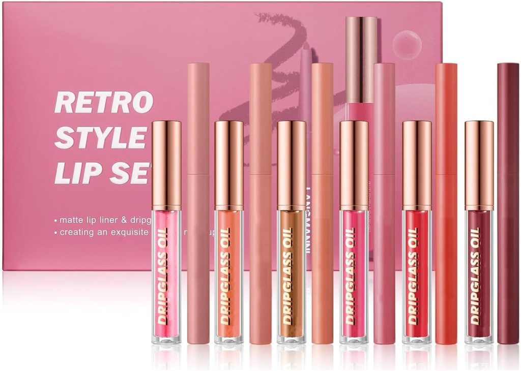 Lip Makeup Set, Matte Lip Liner With Nourishing Lip Oil Lip Gloss Set, Long-Lasting And Hydrating 2 IN 1 Makeup Set, Beauty Daily Cosmetics Gift for Girls