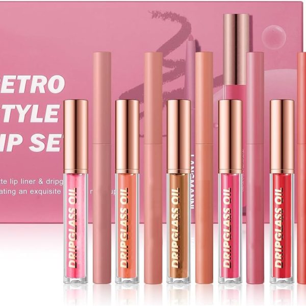 Lip Makeup Set, Matte Lip Liner With Nourishing Lip Oil Lip Gloss Set, Long-Lasting And Hydrating 2 IN 1 Makeup Set, Beauty Daily Cosmetics Gift for Girls