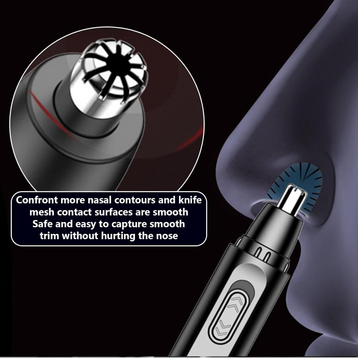 ⁦Electric Nose Hair Trimmer for Men and Women Battery Operated Clipper Waterproof Tool with Rotary Blade for Precision⁩ - الصورة ⁦4⁩
