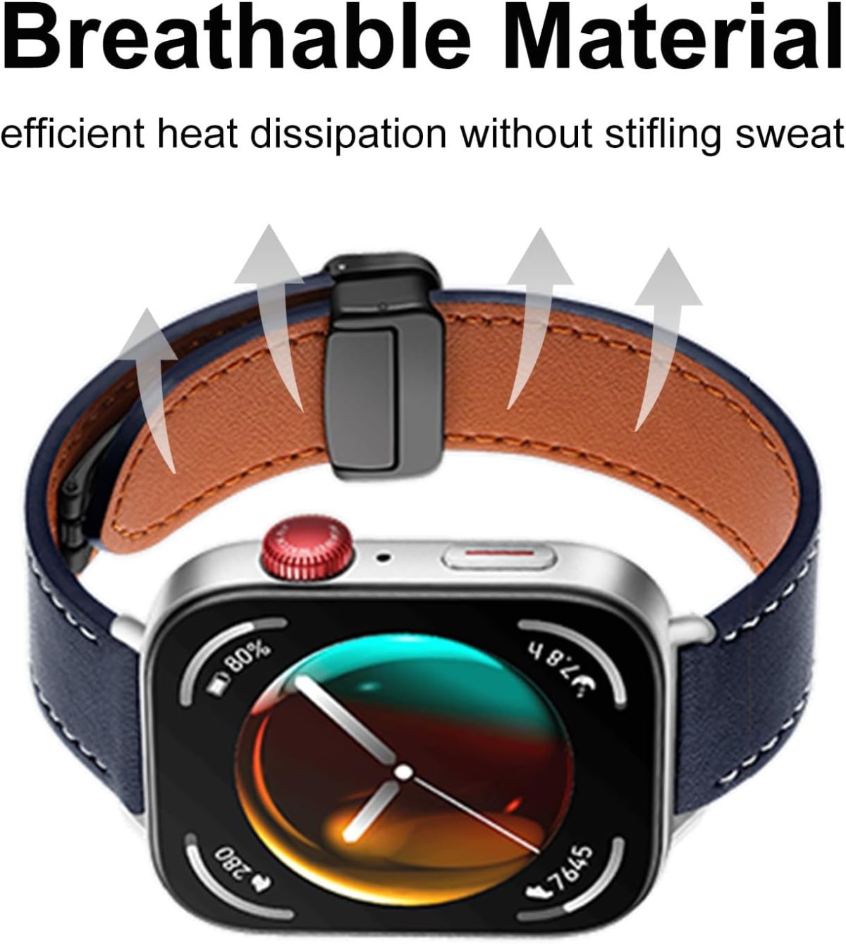 ⁦Newentor Strap Compatible with Huawei Watch Fit 4 Pro/4/3 2024, Magnetic D-Buckle Breathable Genuine Leather Watch Strap, Soft Replacement Bracelet Compatible with Huawei Watch Fit 4 Pro/4/3 Band⁩ - الصورة ⁦5⁩