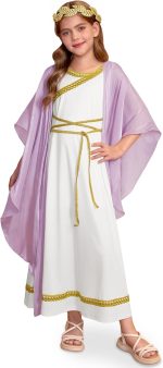 BesserBay Girls Greek Halloween Toga Elegant Goddes Dress 4-12 Years