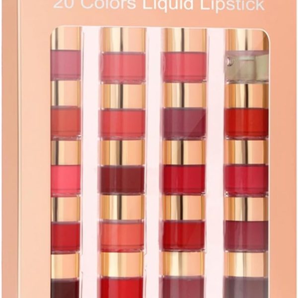 L&Wen Cmaadu 20 Colors Liquid Lipstick Set, Matte Finish, Long-Lasting, Highly Pigmented, Non-Sticky, Waterproof Lip Gloss Collection for Women, Makeup Gift Set