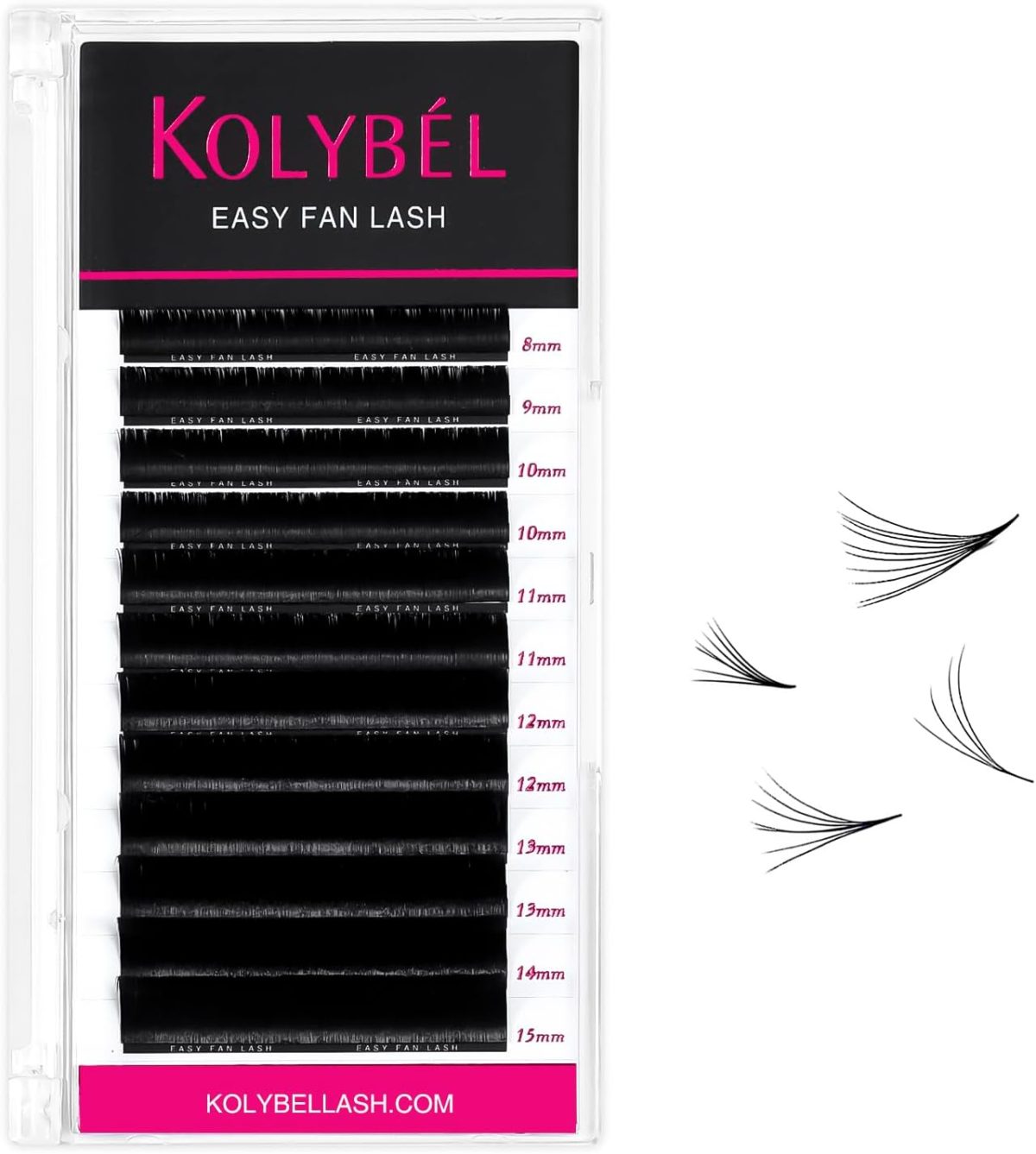 KOLYBEL Eyelash Extensions Easy Fan Lashes 0.07 Thickness C Curl 15mm Single Length Auto Blooming Lash Extension Volume Lashes Lasting Self Fanning Lashes(0.07-C,15mm)