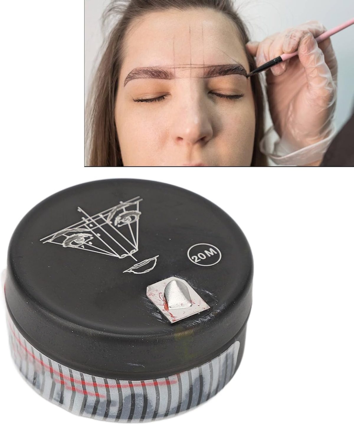 ⁦Soraz Inked Eyebrow Mapping String, Thin Marks Eyebrow Mapping String for Permanent Makeup (Red)⁩ - الصورة ⁦3⁩