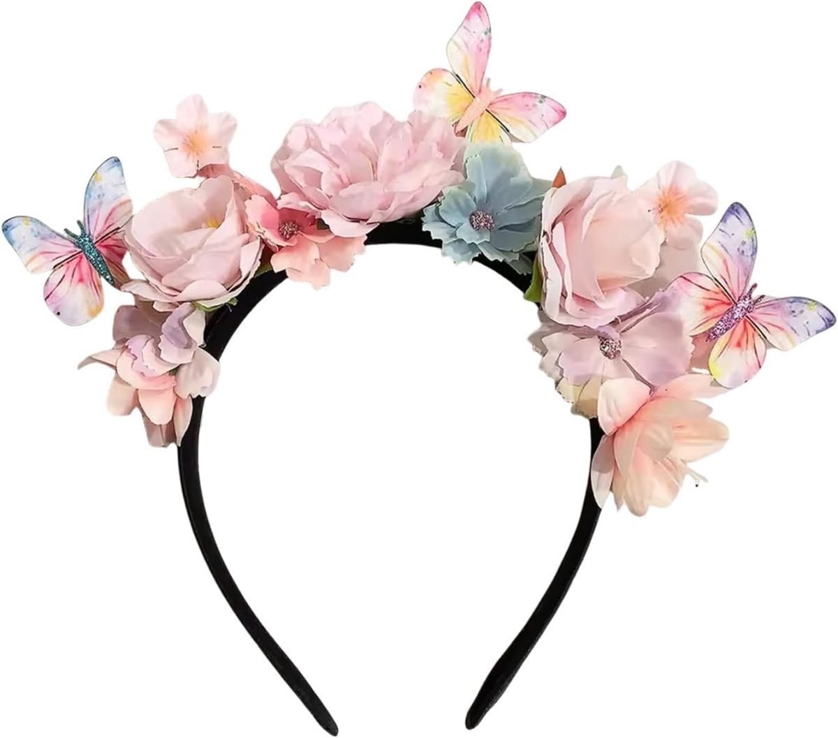 Boho Flower Headband for Women, Vintage Floral Hair Accessories, Wedding and Party Photo Props, Soft Fabric Elastic Headband, Elegant Retro Style Hairband for Girls and Ladies