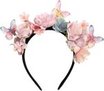 Boho Flower Headband for Women, Vintage Floral Hair Accessories, Wedding and Party Photo Props, Soft Fabric Elastic Headband, Elegant Retro Style Hairband for Girls and Ladies