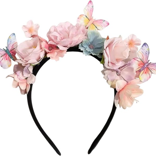 Boho Flower Headband for Women, Vintage Floral Hair Accessories, Wedding and Party Photo Props, Soft Fabric Elastic Headband, Elegant Retro Style Hairband for Girls and Ladies