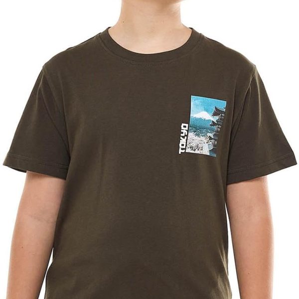 R&B Boys 125-1163Tb245-1 Print Detail T-Shirt With Crew Neck And Short Sleeves