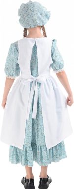 ⁦زي تنكري مستوحى من العصور القديمة للبنات، فستان براري بأكمام طويلة مزين بنمط زهور بتصميم مستوحى من الحقبة الاستعمارية للبنات بلون بينك من نووكي⁩ - الصورة ⁦3⁩