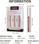 ⁦Mrettick 3PCS Lip Liner，Peel Off Lip Liner Tattoo, Peel Off Lip Stain, Long Lasting Lip Stain Peel Off, Infused with Hyaluronic Acid & Vitamin E, Makeup Gift for Women⁩ - الصورة ⁦9⁩